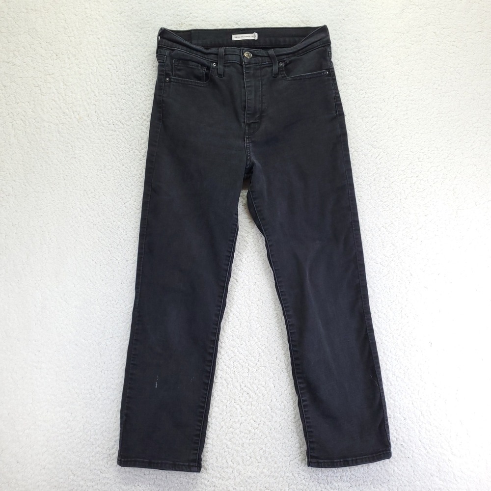 Levis 724 High Rise Straight Crop Jeans Black Size 29 Faded Denim Pants